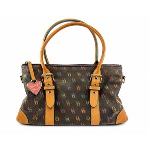 Dooney & Bourke Vintage Y2K Multicolor Monogram Canvas Leather Shoulder Bag
